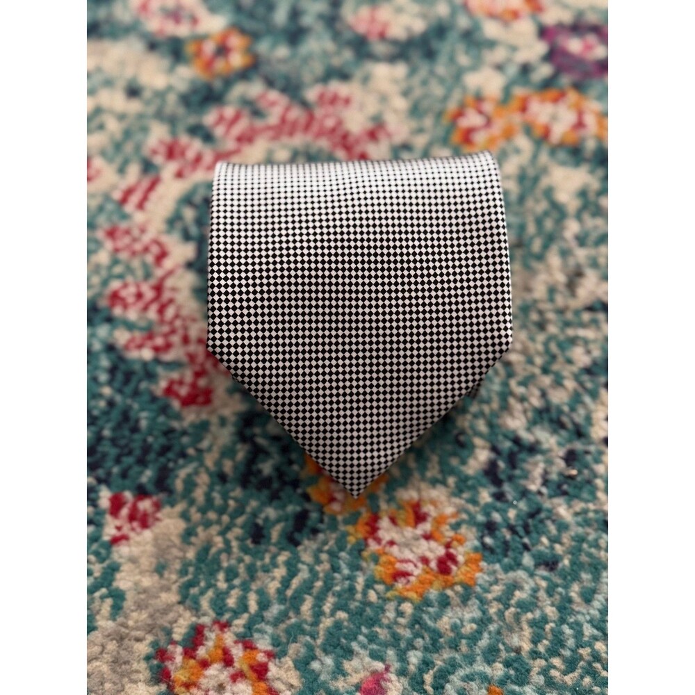 Ashford and Brooks London Handmade Silk Neck Tie Black Diamond Check